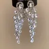 Aretes de aguja plateada con diamantes, diseño de flor ovalada de resina y gota de agua, estilo retro vintage, aretes versátiles