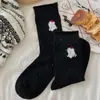 Calcetines de Perrito Flocado de Dibujos Animados para Mujer, Nuevo Estilo Otoño e Invierno, Calcetines de Hilo de Caña Media, Estilo Universitario, Calcetines Caídos con Borde Enrollado para Mujer, Primavera