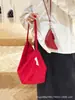 Bolsa de Hombro de Nylon Relajante Roja para Mujer Moda Viajera Ligera Gran Capacidad Tipo Cubo