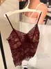 V101 Camisola Sexy de Encaje Hueso de Pescado para Chica Caliente de Primavera/Verano con Copa Fija, Línea de Chaleco Adelgazante, Diseño Hueco, Espalda Hermosa