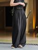 Pantalones casuales Lou Fu de verano, nuevos, estilo coreano, holgados, de cintura alta y pierna ancha, sueltos, adelgazantes, con protección solar para mujer