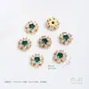 Cuentas Espaciadoras de Flor de Zirconia de Color Duradero Chapadas en Oro de 14K Accesorios de Cuentas Flor de Melocotón Flor de Ciruelo Materiales para Joyería de Cristal y Perlas DIY