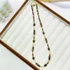Moda nueva de moda Maillard Ojo de Tigre Piedra collar de cuentas exquisito luz de lujo piedra natural perla de agua dulce cadena para suéter