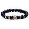 Amazon Explosions Pulseira de Contas de Pedra Vulcânica Fosca Natural Cabeça de Leopardo Cabeça de Leão Diamante Pulseira Elástica