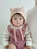 Touca de Bebê Outono e Inverno Touca de Lã para Bebê Touca de Tricô para Recém-Nascidos Chapéu com Proteção para Orelhas Feminino Aconchegante Espesso à Prova de Vento de Inverno