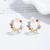 Pendientes Exquisitos de Plata de Ley 925 con Forma de Mariposa y Flor y Diamantes de Colores para Mujer, Modernos, Dulces, Frescos, de Nicho, Versátiles
