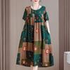 Vestido de Algodón y Seda Floral Talla Grande para Mujeres de Mediana Edad y Mayores Estilo Nuevo Verano 2026 Vestido Elegante para Madres de Mediana Edad Mayores de 50 Años