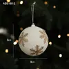 Decoración de Bola de Navidad Bola Colgante 8cm Decoración de Árbol de Navidad Adorno Colgante para Ventana de Centro Comercial Bola de Espuma Color Cáñamo Blanco Bola de Nieve