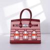 Bolso de Lujo Pequeño para Casa de Cuero Suave Platino 2024 Nuevo Patrón de Cocodrilo Bolso de Cuero Suave para Mujer Hombro Cruzado Colorblock Bolso para Mujer