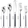 Cuchillo y Tenedor de Acero Inoxidable Cuchara Coreana de Mango Redondo Comida Occidental Dorado Cuchillo para Bistec y Tenedor Cuchara Tenedor de Postre Juego de Cinco Piezas Fabricante Venta al Mayoreo