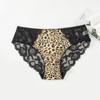 Calcinha Feminina Siljian Estampa de Leopardo Sexy Clássica Estampada Renda Cruzada Cintura Baixa Tentação Fina Personalizada