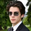 Gafas de Sol Poligonales Metálicas Retro de Montura Fina para Mujer, Gafas de Sol Estilo Calle Celebridad de Internet, Gafas de Sol Versátiles de Moda Europeas y Americanas