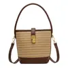 Bolso de Paja Tejida Transfronterizo para Mujer 2025 Nuevo Diseño de Nicho Bolso Cruzado de Verano Bolso de Mano Versátil Bolso Cubo