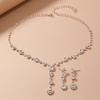 Nuevo conjunto de collar y pendientes de estilo europeo y americano con diamantes de imitación para clavícula, joyería nupcial, cadena de diamantes, conjunto de pendientes de cadena para banquetes y fiestas.