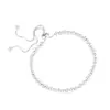 Pulsera de cuentas redondas pequeñas lisas de plata pura S925, cadena de caja para mujer, moderna y simple, ajustable, venta al por mayor de fábrica transfronteriza