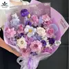 Papel Fantasia Roxo Pintura a Óleo Atmosfera Flor de Papel Flor de Papel Material de Papel de Embrulho para Buquê de Flores Presente de Papel Kraft Impresso em Inglês