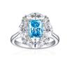 Anillo de plata de ley 925 Tonglin New Amazon venta caliente femenino fuegos artificiales Flor de hielo corte biselado rectangular 6*8 rodeado lujo incrustado