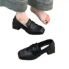 Zapatos de tacón bajo de estilo retro británico, Zapatos pequeños de cuero JK, Mocasines de tacón grueso, Zapatos sin cordones para mujer Novedad Otoño 2026, Zapatos negros