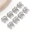 Broche de Cobre Chapado en Platino con Forma de C, Cuentas Lisas, Tubo de Posicionamiento en Forma de U, Doble Cara, Clip para Joyería DIY