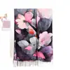 Cachecol de Cashmere Sintético com Estampa Digital para Mulheres, Xale Espesso com Franjas Outono/Inverno, Padrão Floral da Moda, Cachecol Longo Versátil