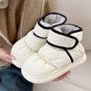 Botas de nieve impermeables de moda personalizadas con combinación de colores, de velcro, para exteriores, con forro polar, de algodón grueso y cálido, para mujer, otoño e invierno