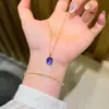 Jiu Zi Fugui Plata de Ley S925 Amatista Natural Ovalada Huevo de Paloma Collar para Mujer Simple Elegante Gama Alta Clavícula
