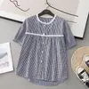Camisas casuales de encaje con cuello redondo y manga corta estilo universitario para estudiantes de secundaria y preparatoria para niñas, Tops de verano holgados para estudiantes de secundaria