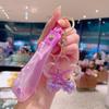 Llavero con forma de botella de arena movediza flotante de animales marinos, bonito llavero de acrílico con aceite líquido para parejas.