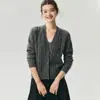 Cardigan de Punto Trenzado de Cachemira Engrosada y Seda de Morera para Otoño e Invierno, Prendas de Abrigo Sueltas Versátiles para Mujer, Suéter Delgado para Superponer