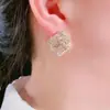 Moda Elegante Retro Estilo Hong Kong Aretes de Diamantes Pedrería Hebilla de Oreja Nicho Aretes de Lujo Ligero Aretes Mujeres