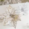 Decoração de Natal Mais Vendida Transfronteiriça 25cm Cor Dourada Champanhe Flor de Rede de Veludo de Natal Guirlanda para Árvore de Natal