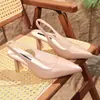 Sandalias de mujer con espalda descubierta, nuevo modelo de verano 2026, punta fina, sandalias de una tira con hebilla, zapatos de tacón alto para mujer para uso en exteriores