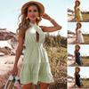 Amazon popular temu verano europeo y americano sin espalda para mujer plisado hueco falda de pastel vestido halter cruzado