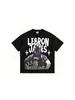 Stejwell James James Retro Americano Impressão por Injeção Direta Solta Ombro Caído Algodão Puro Manga Curta Camiseta Masculina