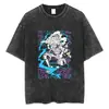 Camiseta de Manga Corta para Hombre Estilo Retro Lavado Dibujos Animados Europeos y Americanos Talla Europea 2025 Transfronteriza, Camiseta para Hombre Lavada y Desgastada