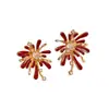 Pendientes de Corazón con Fuegos Artificiales Rojos de Año Nuevo y Circonita para Mujer, Pendientes Versátiles de Estilo Vintage, Pendientes de Lujo Ligero de Alta Gama al por Mayor