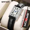 Sanda nuevo reloj de pulsera casual para hombre y mujer, retro coreano, esfera romana cuadrada, temperamento, reloj de cuarzo, venta al por mayor
