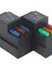 Relé Eletromagnético CC Automotivo 12V24V40A Canal Único Controle Holofote Caixa Suporte Um-para-Três com Terminais