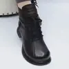 Botines Cortos de Piel Suave para Mujer, Nuevo Estilo Invierno 2026 Botas Martin, Cómodos y Versátiles, Forrados de Felpa, Antideslizantes, Botas de Montar Retro de Suela Gruesa