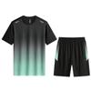 Calças Sociais de Cinco Pontos com Sensação de Gelo Masculinas Soltas Estilo Coreano Calças Casuais de Hong Kong Conjunto de Camiseta de Manga Curta Juvenil Conjunto de Duas Peças