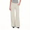 Calça pantalona de cintura alta em estilo britânico, personalizada de fábrica, para afinar a silhueta, para ir ao trabalho, uso casual formal, ocasiões sociais, em bege com efeito de caimento, versátil