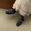 Sapatos Mary Jane Cinza Coreanos com Pelo para Mulheres, Sapatos de Algodão para Uso Externo de Inverno, Novos Sapatilhas Francesas de Fada com Sapatos de Lã de Veludo