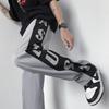 Calça de Moletom Masculina Primavera 2026 Outono Nova Tendência Solta Cordão Calça Casual Estilo Coreano Letra Perna Reta Versátil Unissex Calça Longa