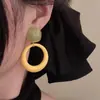 Brincos de Argola Grandes Amarelo Vibrante para Mulheres, Brincos de Alta Qualidade Estilo Hong Kong, Brincos Circulares Estilo Férias Dopamina na Praia