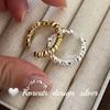 Anillo de Dedo Índice Simple con Diseño de Nicho Estilo K, Plata de Ley S925, Anillo Asimétrico de Piedra de Lava con Apertura Ajustable para Mujer