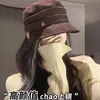 Sombrero ecuestre de gamuza japonés para mujer, otoño e invierno, para exhibición, cara pequeña, plisado, sombrero de caballero, moda retro, copa plana, sombrero de pico de pato