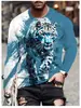 Camiseta Masculina de Manga Longa 2025 Estampa 3D Moda Animal Leopardo Camiseta Primavera Outono Hip Hop Top Roupa Solta Manga Longa