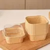 Molde para Cupcakes Cuadrado Transfronterizo con Tapa, Bandeja de Papel para Hornear, Resistente al Aceite, Resistente a Altas Temperaturas, Bandeja Desechable de Papel para Pasteles