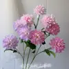 Flores de Simulación 3 Cabezas Kyle Dahlia Crisantemo Decoración de Boda Hogar Hotel Adornos Decorativos Venta al por mayor Transfronteriza Flores de Seda