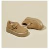 Sapatos Burken com Altura Interna Femininos 2024 Novo Outono e Inverno com forro de lã All-match Outer Wear Pequenos Mocassins com Fundo Grosso Tudo Incluído